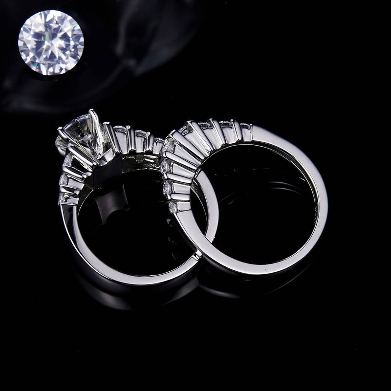 Chao Brand Cross border Women's Ring S925 Silver Plated Platinum Primary and Secondary Set Ring Stacking Customized Main Stone Moissanite Diamond 1.2ct/High Carbon Diamond