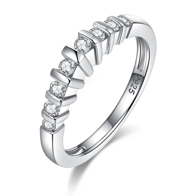Chao Brand Cross border Women's Ring S925 Silver Plated Platinum Primary and Secondary Set Ring Stacking Customized Main Stone Moissanite Diamond 1.2ct/High Carbon Diamond