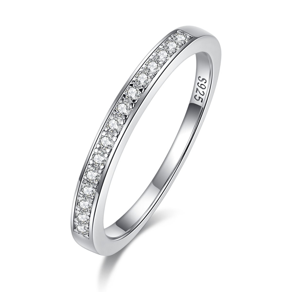 Luxury Princess Square Three Stone Women's Ring S925 Silver Plated Platinum Primary and Secondary Set Customized Stacked Primary Stone Moissanite  1.2ct/Secondary Stone High Carbon Diamond