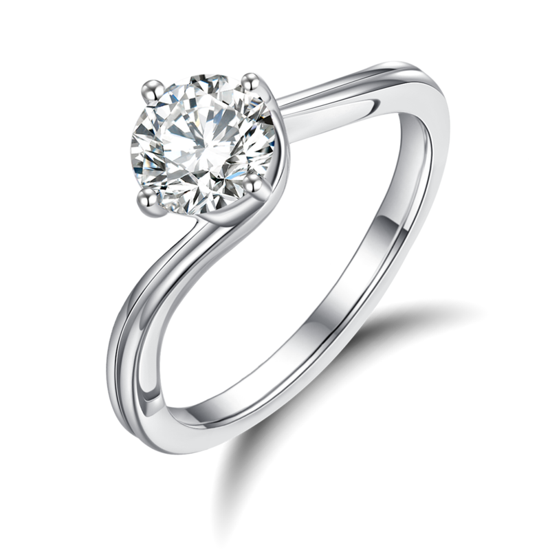 Flower bud twisted arm women's ring S925 silver plated platinum primary and secondary set rings, stacked and customized main stone moissanite diamond 1.0ct