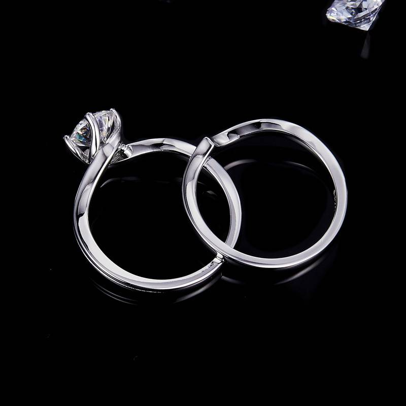 Flower bud twisted arm women's ring S925 silver plated platinum primary and secondary set rings, stacked and customized main stone moissanite diamond 1.0ct