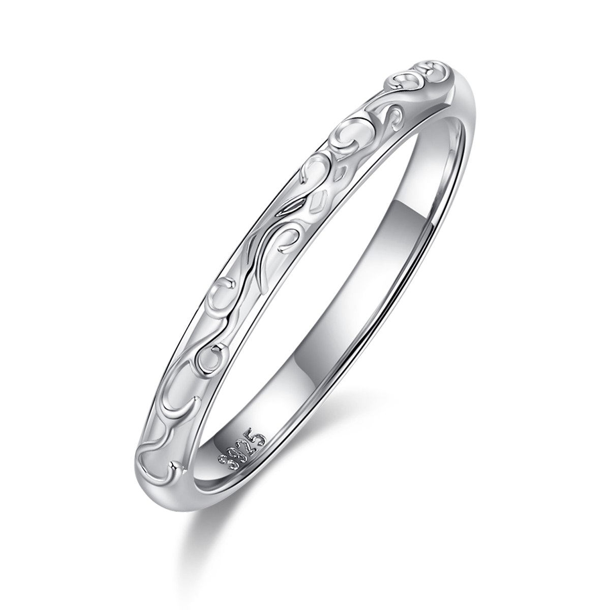 镂空树叶方包女戒S925银镀白金主副套戒叠戴定制主石莫桑钻0.6ct/副石高碳钻