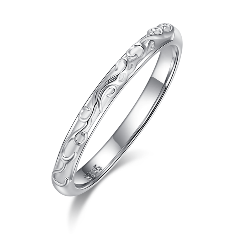 Hollow Leaf Square Bag Women's Ring S925 Silver Plated Platinum Primary and Secondary Set Ring Stacking Customized Main Stone Moissanite Diamond 0.6ct/Secondary Stone High Carbon Diamond