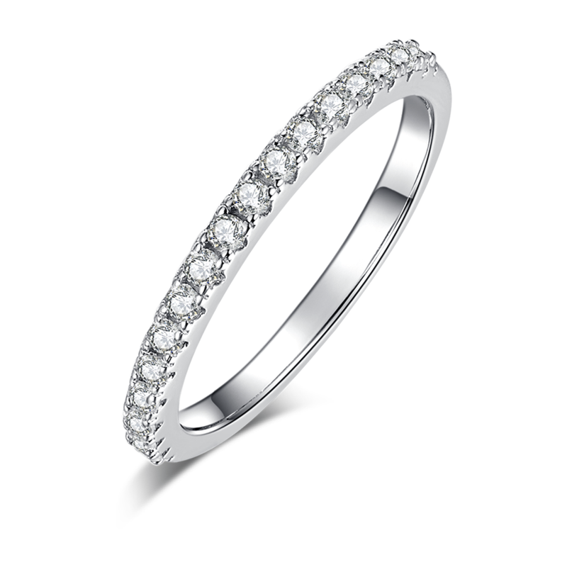 豪华方包女戒S925银镀白金主副套戒叠戴定制主石莫桑钻1.0ct/副石高碳钻