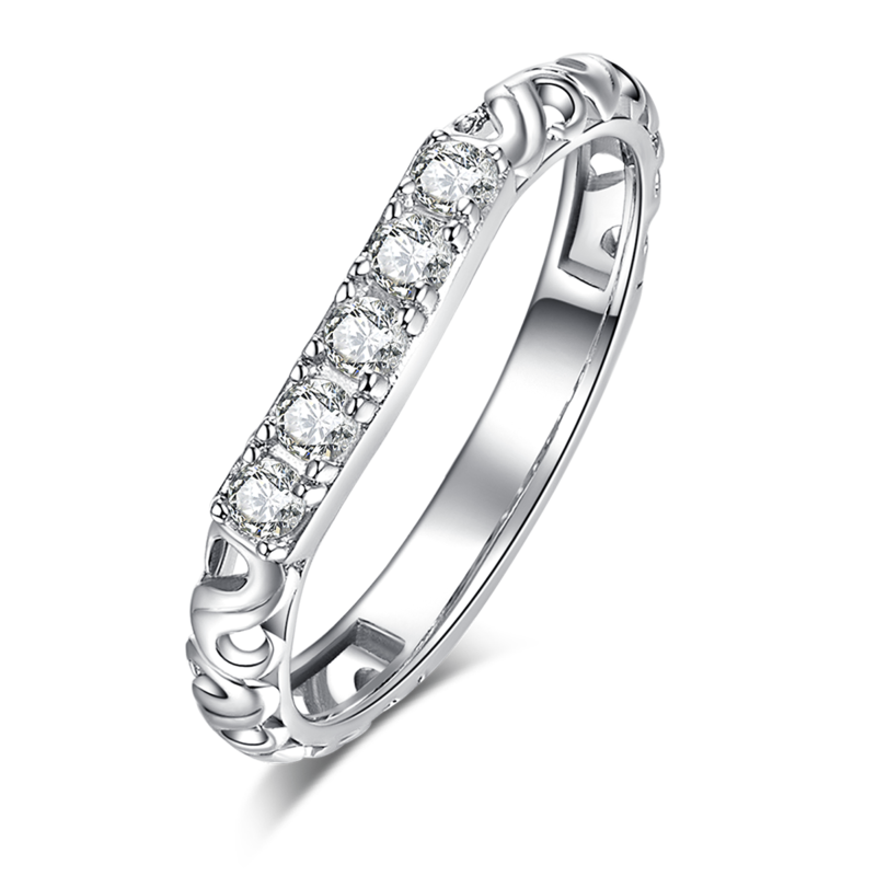 三生三世奢华女戒S925银镀白金主副套戒叠戴定制主石莫桑钻1.0ct/副石高碳钻