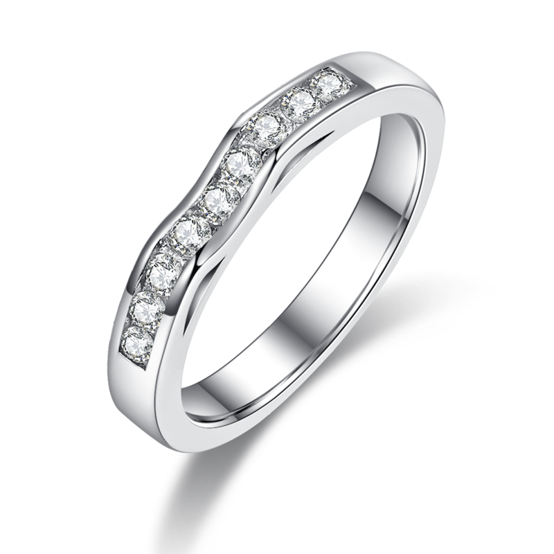 Light Luxury Four Claw Women's Ring S925 Silver Plated Platinum Primary and Secondary Set Ring Stacked Customized Main Stone Moissanite Diamond 1.0ct/Secondary Stone High Carbon Diamond