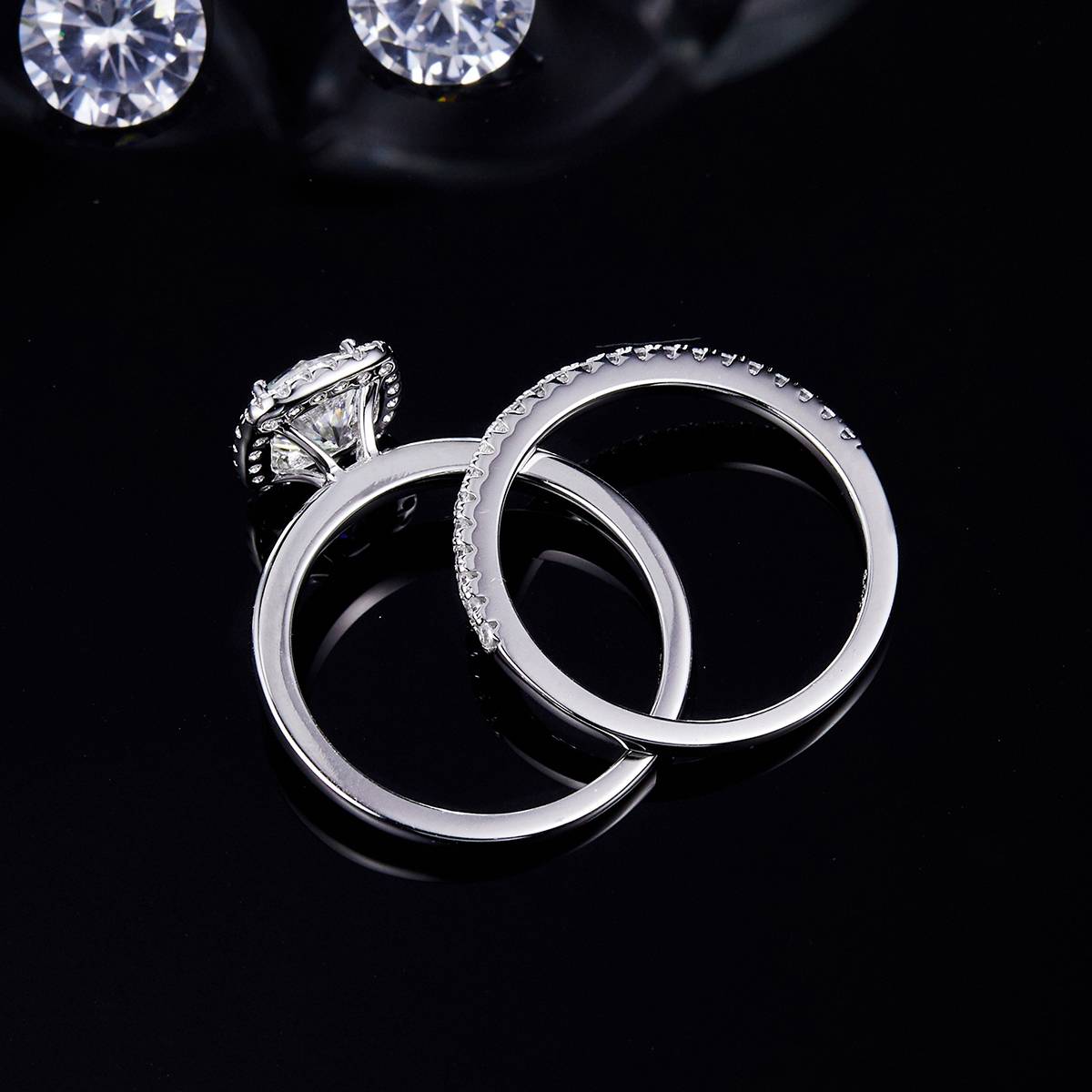 Classic Square Bag Women's Ring S925 Silver Plated Platinum Primary and Secondary Set Ring Stacking Customized Main Stone Moissanite  1.0ct/Secondary Stone High Carbon Diamond