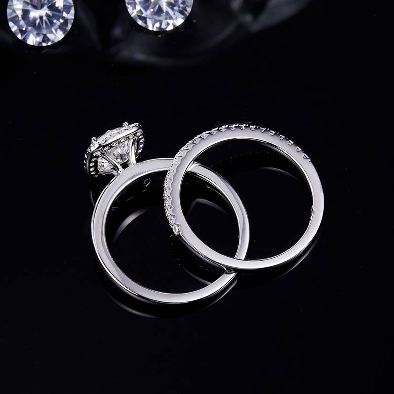 Classic Square Bag Women's Ring S925 Silver Plated Platinum Primary and Secondary Set Ring Stacking Customized Main Stone Moissanite Diamond 1.0ct/Secondary Stone High Carbon Diamond