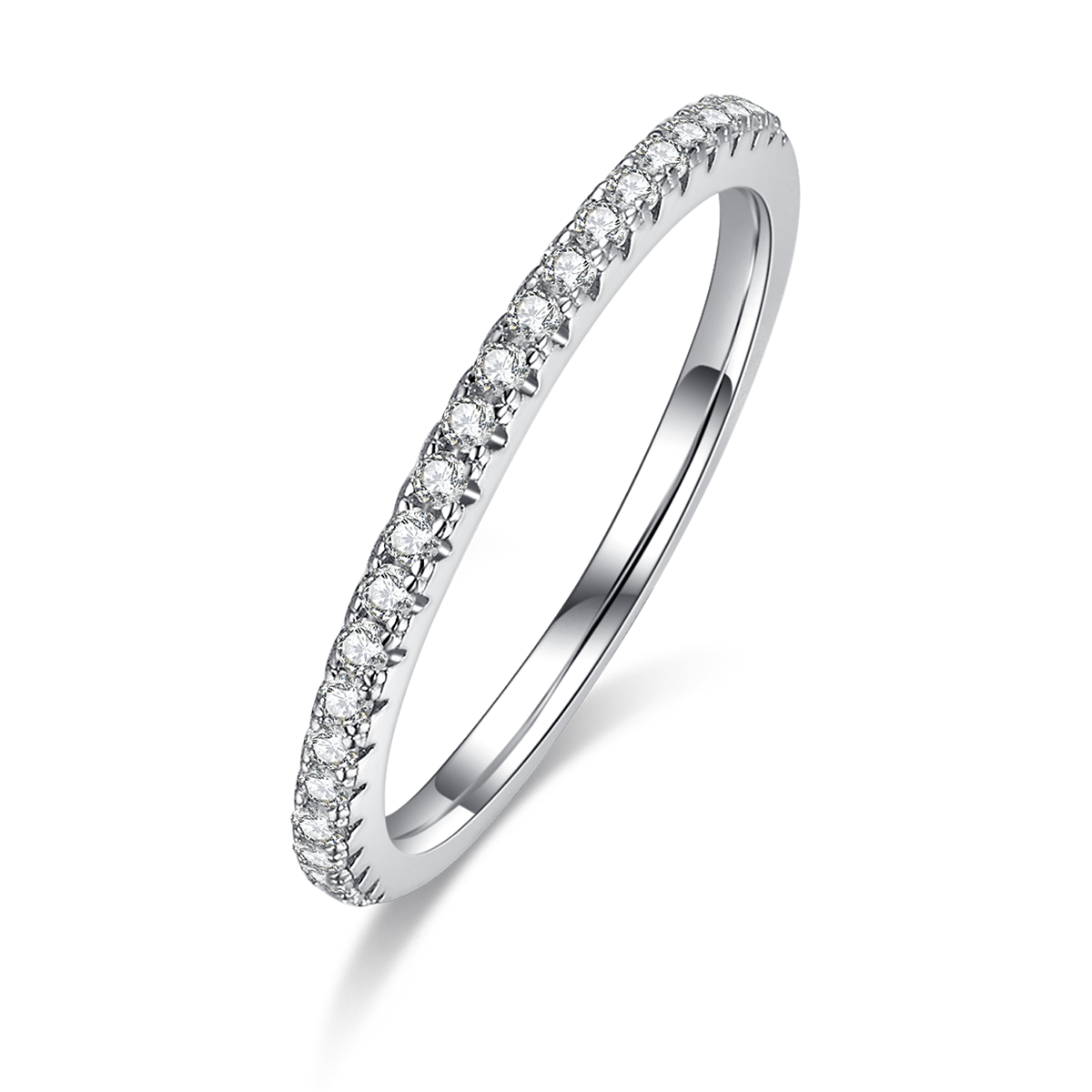 Fashion Luxury Round Bag Women's Ring S925 Silver Plated Platinum Primary and Secondary Set Ring Stacking Customized Main Stone Moissanite  1.0ct/Secondary Stone High Carbon Diamond