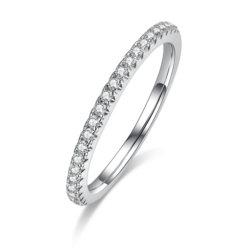 Fashion Luxury Round Bag Women's Ring S925 Silver Plated Platinum Primary and Secondary Set Ring Stacking Customized Main Stone Moissanite Diamond 1.0ct/Secondary Stone High Carbon Diamond