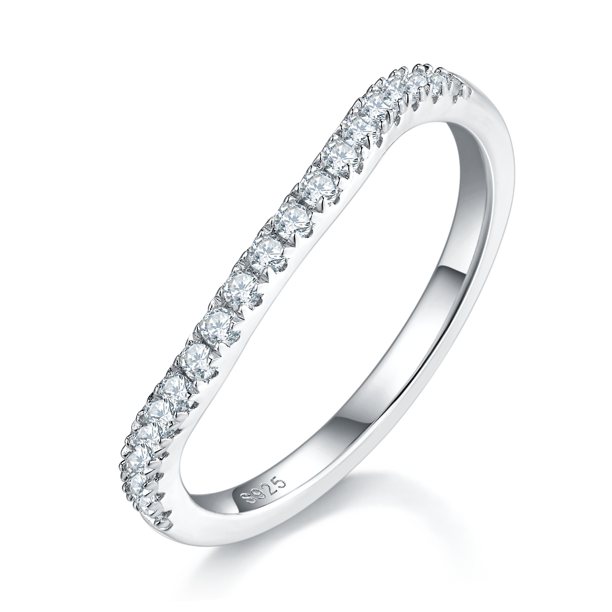Group inlaid niche four claw women's ring S925 silver plated platinum main and secondary sets of rings stacked and customized main stone moissanite  1.0ct/secondary stone high carbon diamond