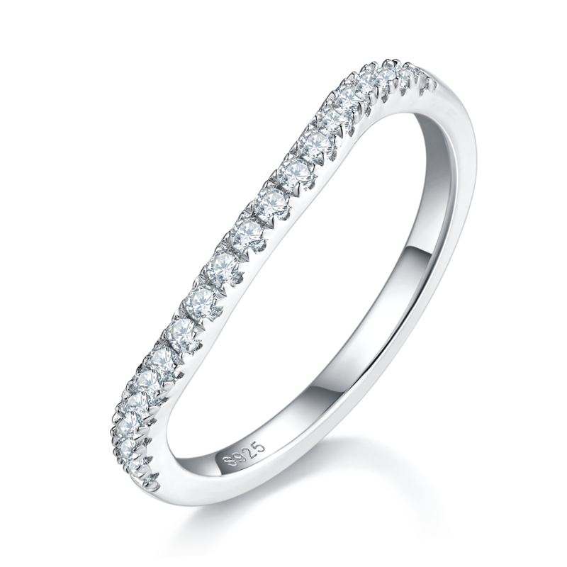 Group inlaid niche four claw women's ring S925 silver plated platinum main and secondary sets of rings stacked and customized main stone moissanite diamond 1.0ct/secondary stone high carbon diamond