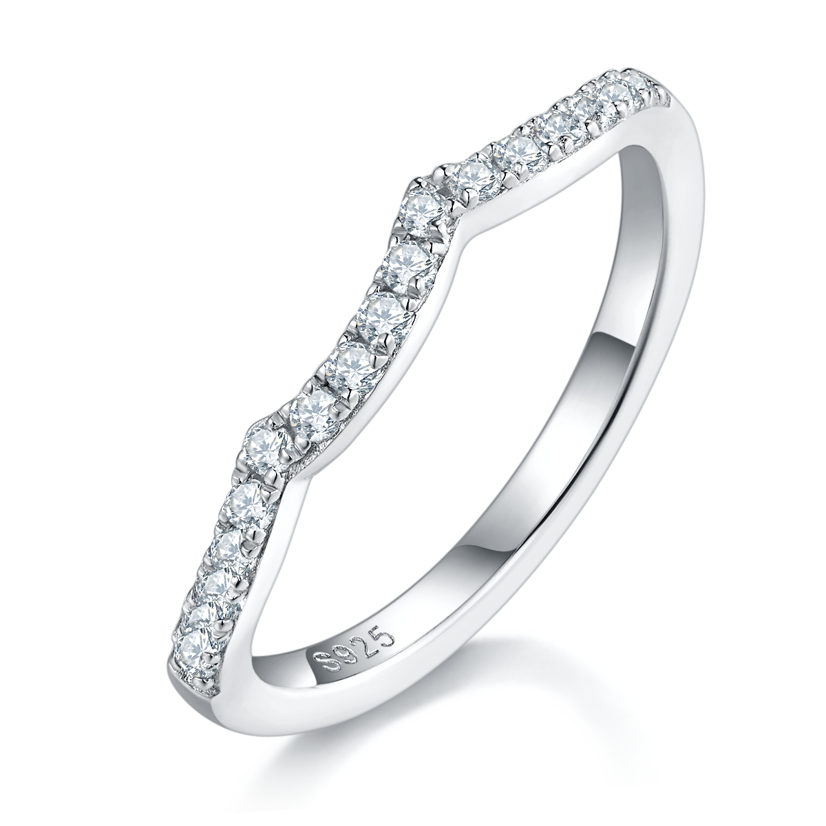 Exaggerated Twisted Arm Cross Women's Ring S925 Silver Plated Platinum Primary and Secondary Set Ring Stacking Customized Main Stone Moissanite  1.0ct/Secondary Stone High Carbon Diamond