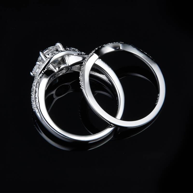 Personalized Double layered Cross Women's Ring S925 Silver Plated Platinum Primary and Secondary Set Ring Stacked Customized Main Stone Moissanite Diamond 1.0ct/Secondary Stone High Carbon Diamond