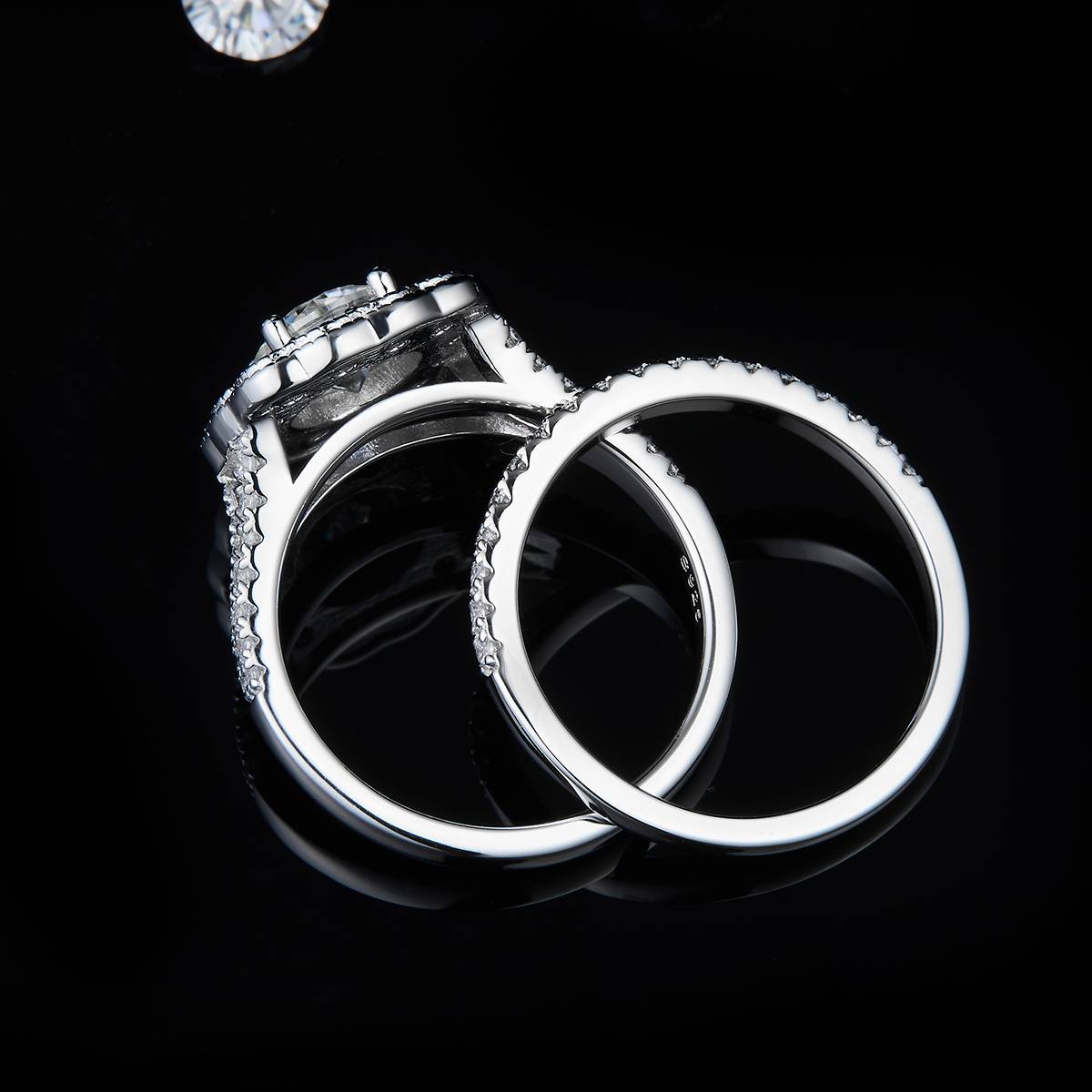 Deluxe Double layered Flower Women's Ring S925 Silver Plated Platinum Primary and Secondary Set Ring Stacked Customized Main Stone Moissanite  1.0ct/Secondary Stone High Carbon Diamond