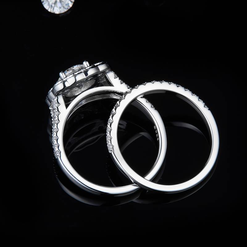 Deluxe Double layered Flower Women's Ring S925 Silver Plated Platinum Primary and Secondary Set Ring Stacked Customized Main Stone Moissanite Diamond 1.0ct/Secondary Stone High Carbon Diamond