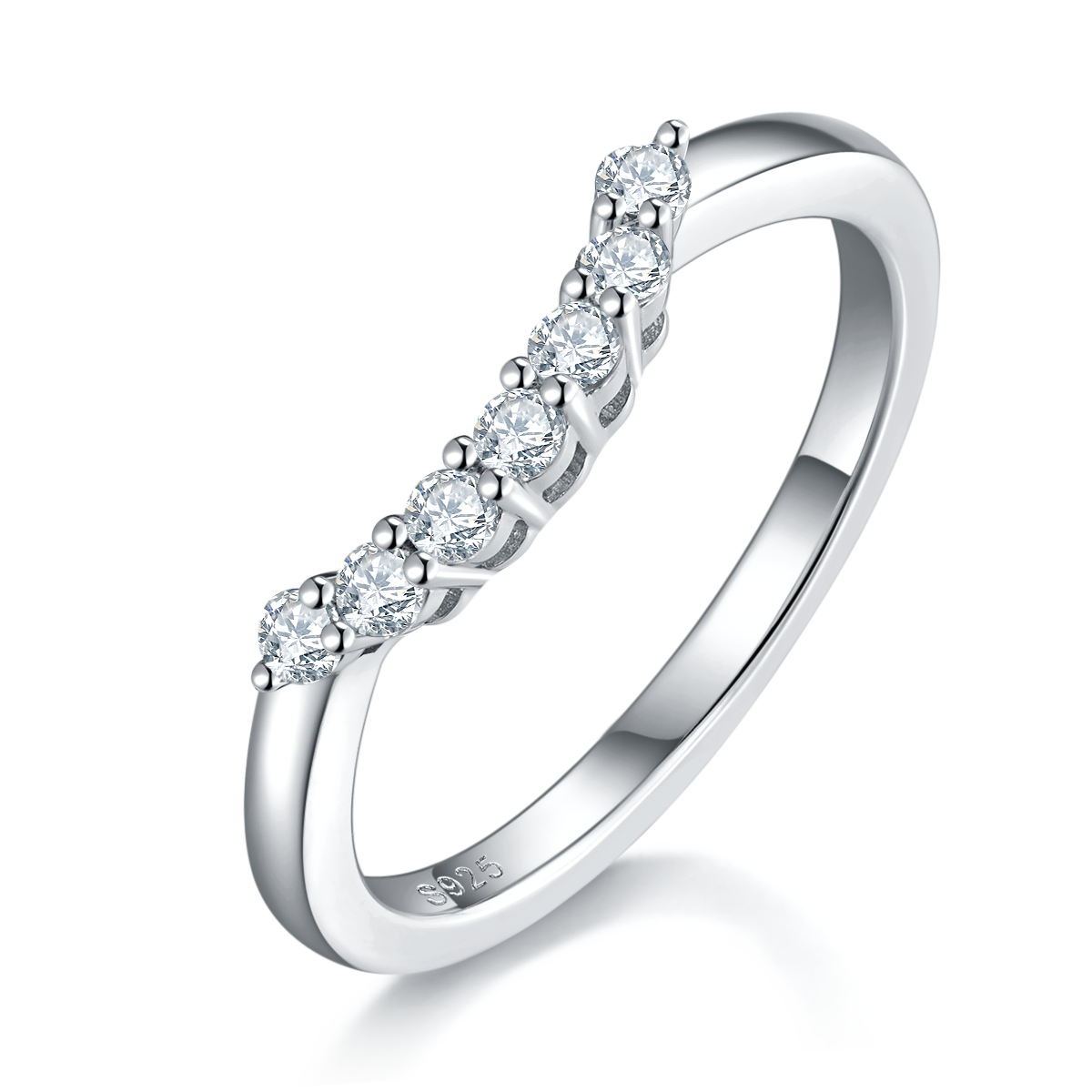 Sansheng Stone Four Claw Women's Ring S925 Silver Plated Platinum Primary and Secondary Set Ring Stacking Customized Main Stone Moissanite  1.0ct/Secondary Stone High Carbon Diamond