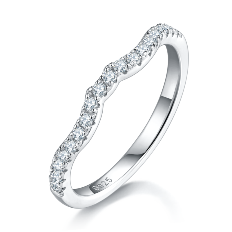 轻奢四爪女戒S925银镀白金主副套戒叠戴定制主石莫桑钻1.0ct/副石高碳钻