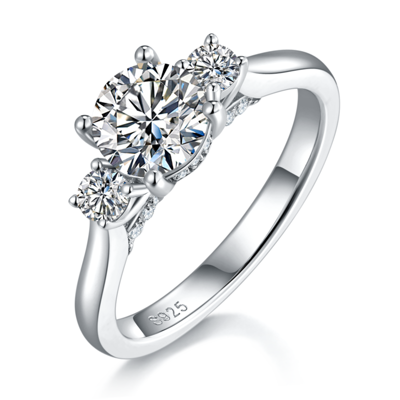 四爪三生三世个性女戒S925银镀白金主副套戒叠戴定制主石莫桑钻1.0ct/副石高碳钻