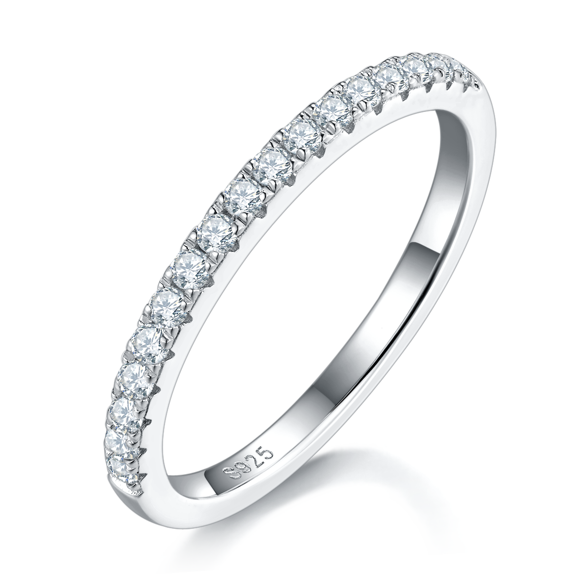 Three Lives Three Generations Women's Ring S925 Silver Plated Platinum Primary and Secondary Set Ring Stacked Customized Main Stone Moissanite  1.0ct/Secondary Stone High Carbon Diamond