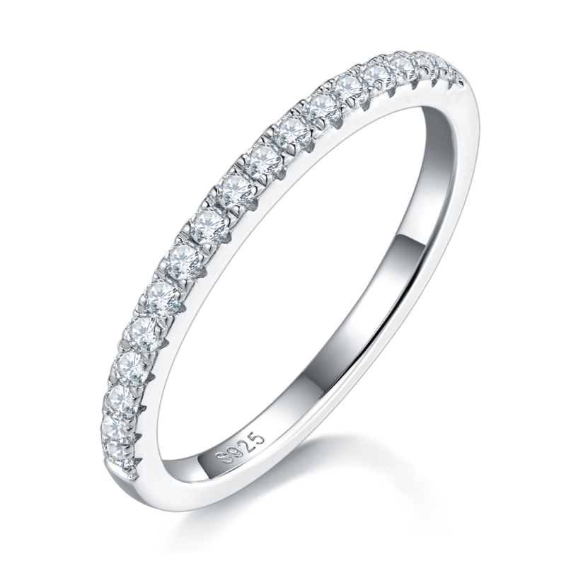 四爪三生三世个性女戒S925银镀白金主副套戒叠戴定制主石莫桑钻1.0ct/副石高碳钻