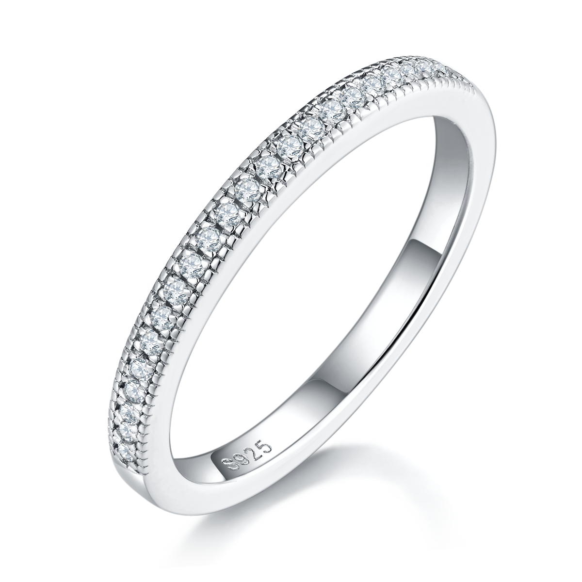Straight arm hand-held flower women's ring S925 silver plated platinum main and secondary sets of rings, stacked and customized main stone moissanite  1.0ct/secondary stone high carbon diamond