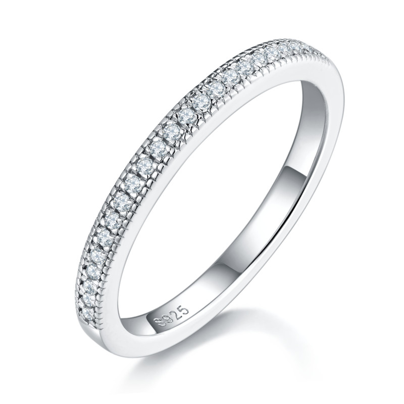 Straight arm hand-held flower women's ring S925 silver plated platinum main and secondary sets of rings, stacked and customized main stone moissanite diamond 1.0ct/secondary stone high carbon diamond