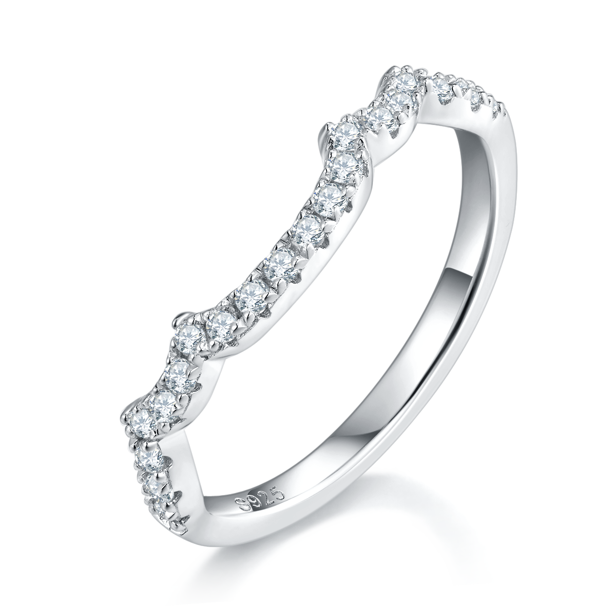 Deluxe Square Bag Women's Ring S925 Silver Plated Platinum Primary and Secondary Set Ring Stacked Women's Ring Customized Main Stone Moissanite  1.0ct/Secondary Stone High Carbon Diamond