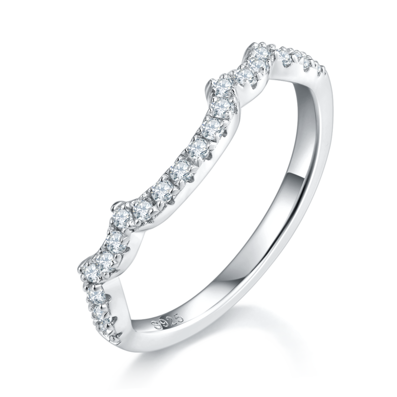 Deluxe Square Bag Women's Ring S925 Silver Plated Platinum Primary and Secondary Set Ring Stacked Women's Ring Customized Main Stone Moissanite Diamond 1.0ct/Secondary Stone High Carbon Diamond