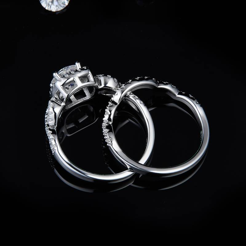 Deluxe Square Bag Women's Ring S925 Silver Plated Platinum Primary and Secondary Set Ring Stacked Women's Ring Customized Main Stone Moissanite Diamond 1.0ct/Secondary Stone High Carbon Diamond