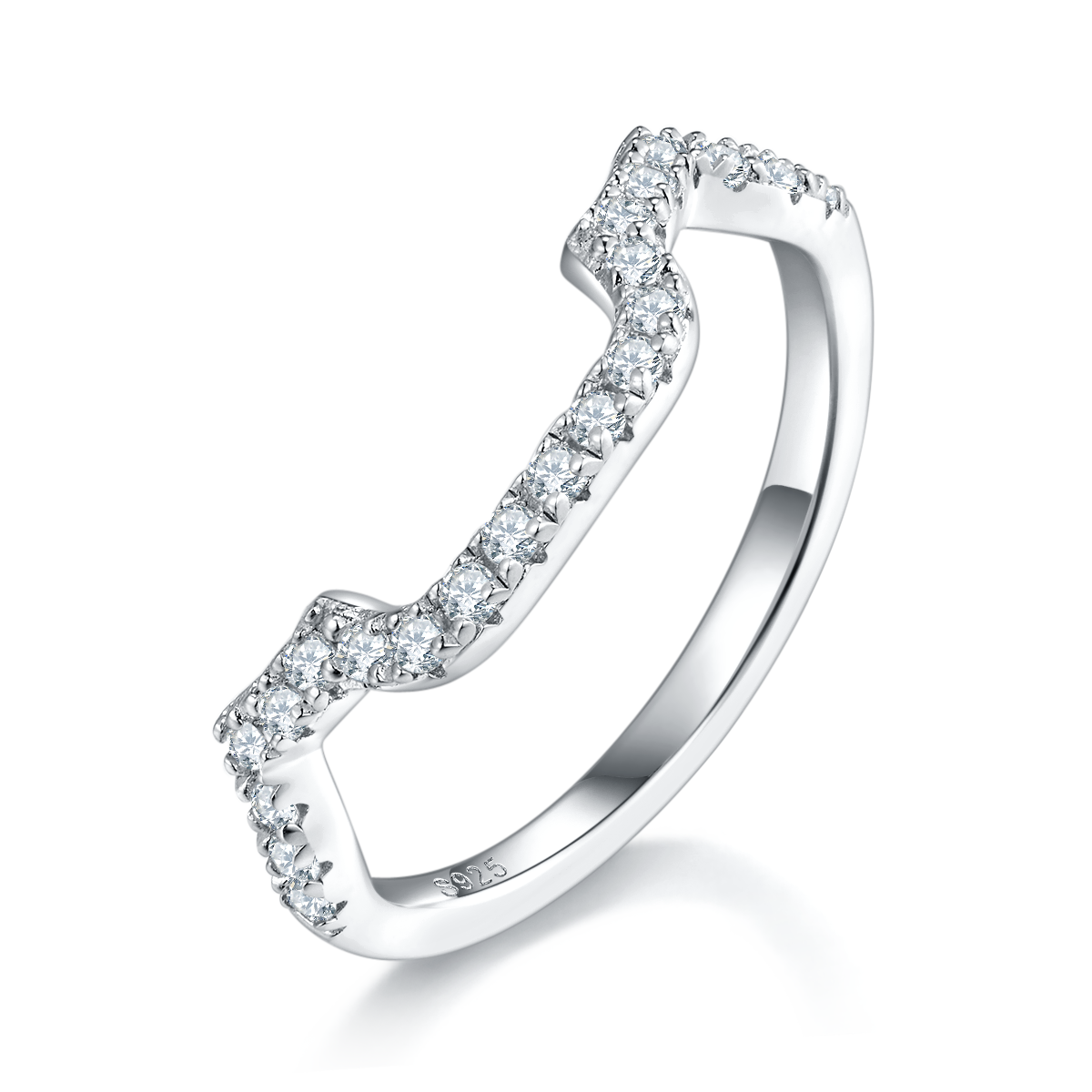 Deluxe Square Bag Women's Ring S925 Silver Plated Platinum Primary and Secondary Set Ring Stacked Women's Ring Customized Main Stone Moissanite  1.0ct/Secondary Stone High Carbon Diamond