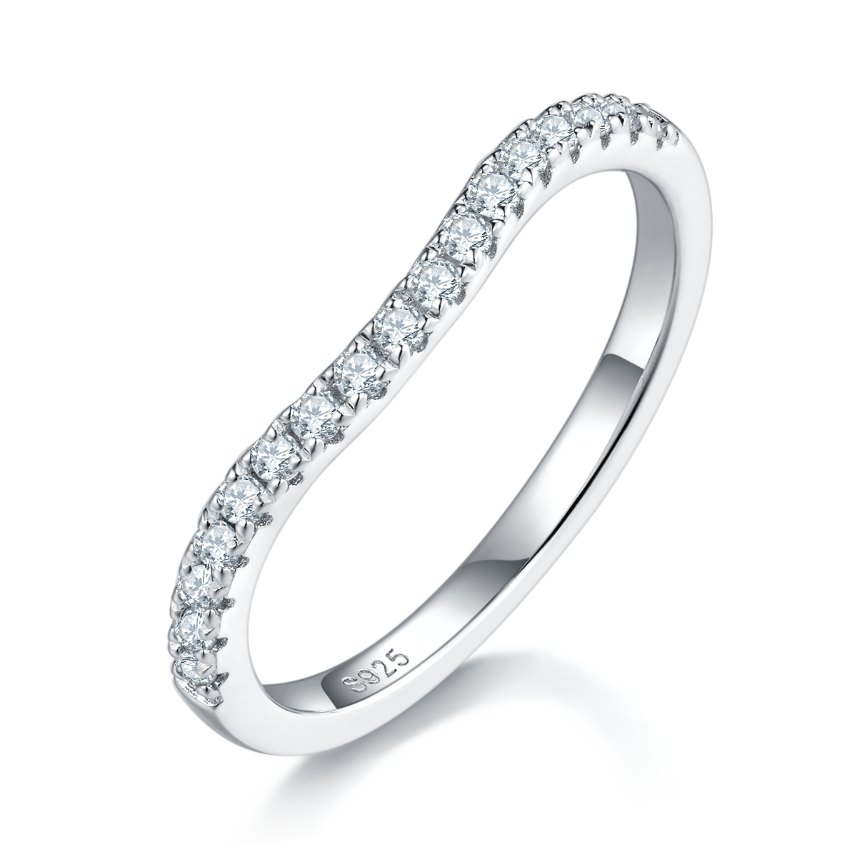 Deluxe Square Bag Women's Ring S925 Silver Plated Platinum Primary and Secondary Set Ring Stacked Women's Ring Customized Main Stone Moissanite  1.0ct/Secondary Stone High Carbon Diamond