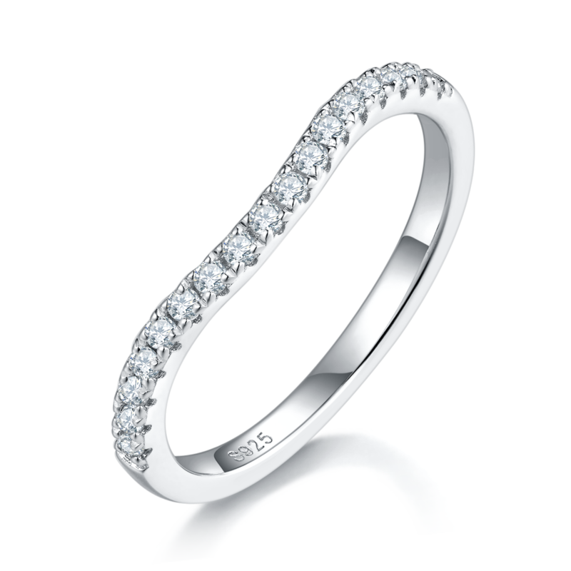 Deluxe Square Bag Women's Ring S925 Silver Plated Platinum Primary and Secondary Set Ring Stacked Women's Ring Customized Main Stone Moissanite Diamond 1.0ct/Secondary Stone High Carbon Diamond