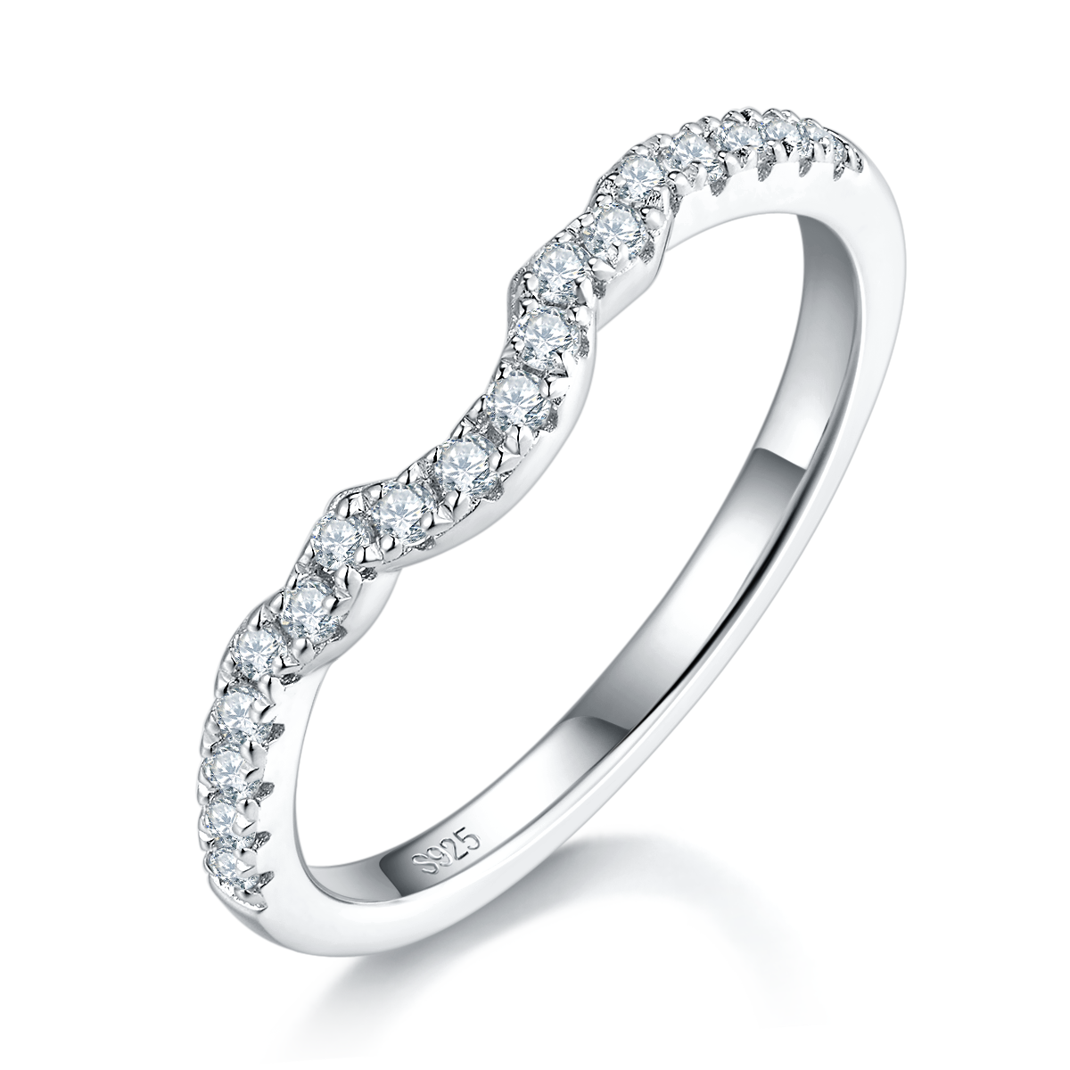 Three Stone Women's Ring S925 Silver Plated Platinum Primary and Secondary Set Ring Stacked Women's Ring Customized Main Stone Moissanite  1.0ct/Secondary Stone High Carbon Diamond