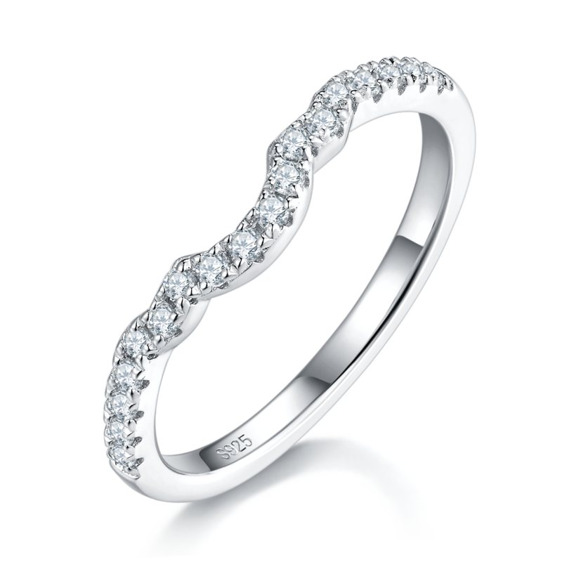Three Stone Women's Ring S925 Silver Plated Platinum Primary and Secondary Set Ring Stacked Women's Ring Customized Main Stone Moissanite Diamond 1.0ct/Secondary Stone High Carbon Diamond