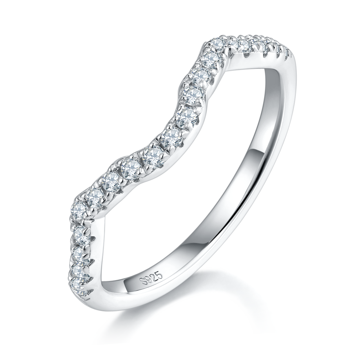Fashion Round Bag Women's Ring S925 Silver Plated Platinum Primary and Secondary Set Ring Stacked Women's Ring Customized Main Stone Moissanite  1.0ct/Secondary Stone High Carbon Diamond