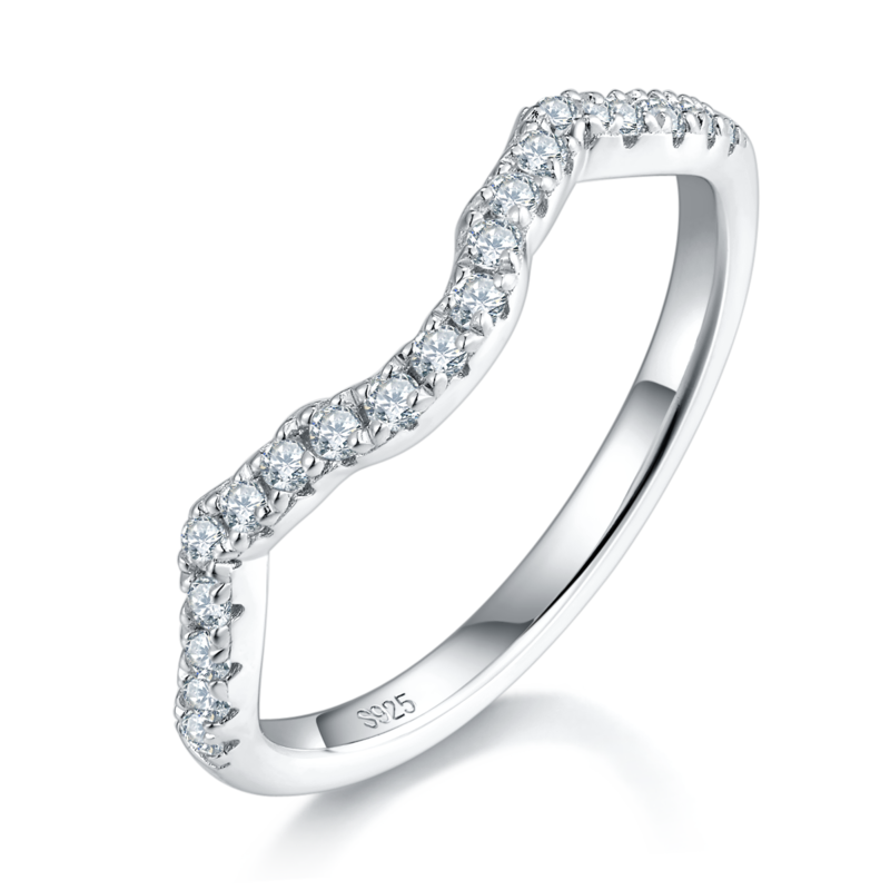 Fashion Round Bag Women's Ring S925 Silver Plated Platinum Primary and Secondary Set Ring Stacked Women's Ring Customized Main Stone Moissanite Diamond 1.0ct/Secondary Stone High Carbon Diamond