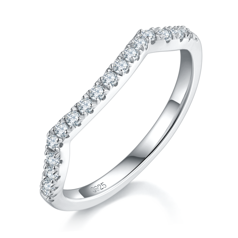 麻花四爪女戒S925银镀白金主副套戒叠戴女戒定制主石莫桑钻1.0ct/副石高碳钻