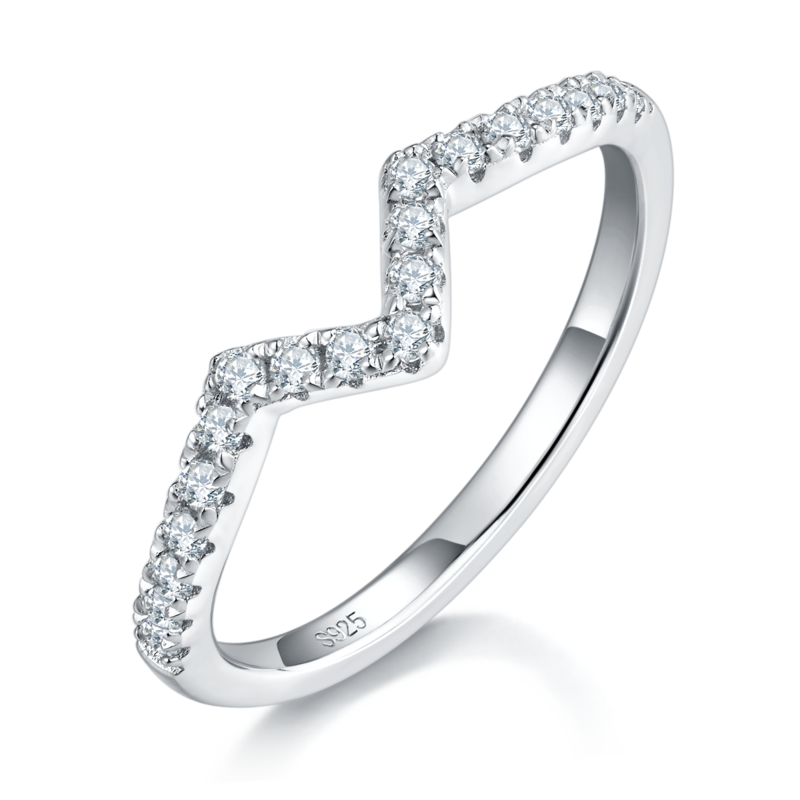 Four Claw Round Bag Women's Ring S925 Silver Plated Platinum Primary and Secondary Set Ring Stacked Women's Ring Customized Main Stone Moissanite Diamond 1.0ct/Secondary Stone High Carbon Diamond