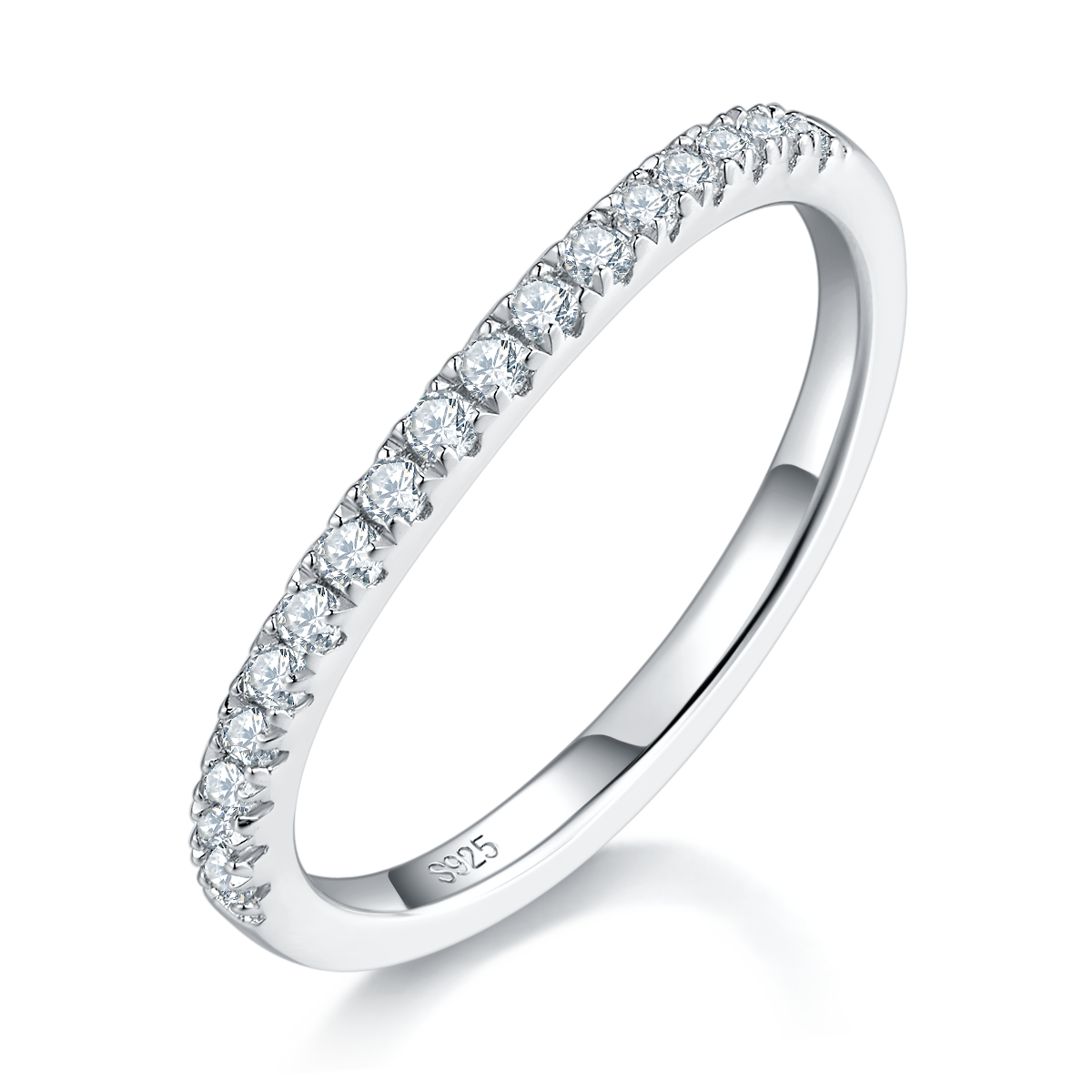 Luxury Round Bag Women's Ring S925 Silver Plated Platinum Primary and Secondary Set Ring Stacked Women's Ring Customized Main Stone Moissanite  1.0ct/Secondary Stone High Carbon Diamond