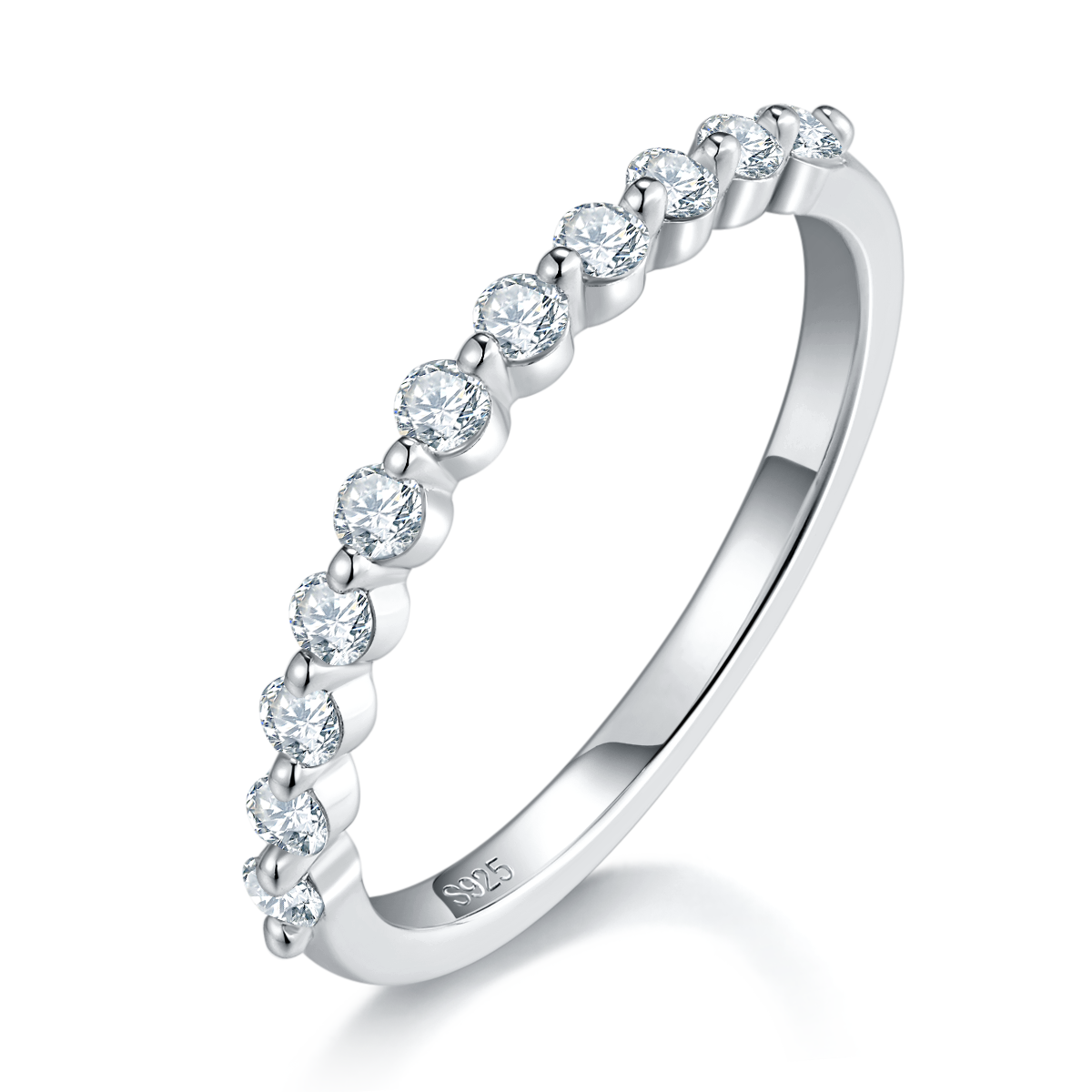 Double layered round bag women's ring S925 silver plated platinum main and secondary sets of rings, stacked women's ring custom main stone moissanite  1.0ct/secondary stone high carbon diamond