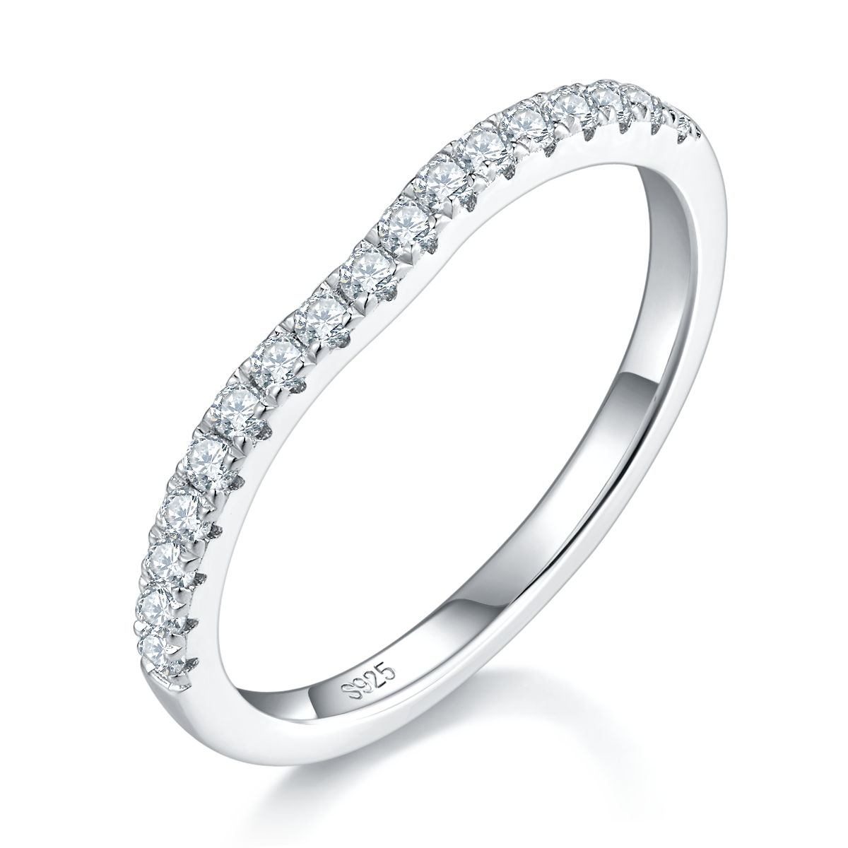 Four Claw Women's Ring S925 Silver Plated Platinum Primary and Secondary Set Ring Stacked Women's Ring Customized Main Stone Moissanite  1.0ct/Secondary Stone High Carbon Diamond