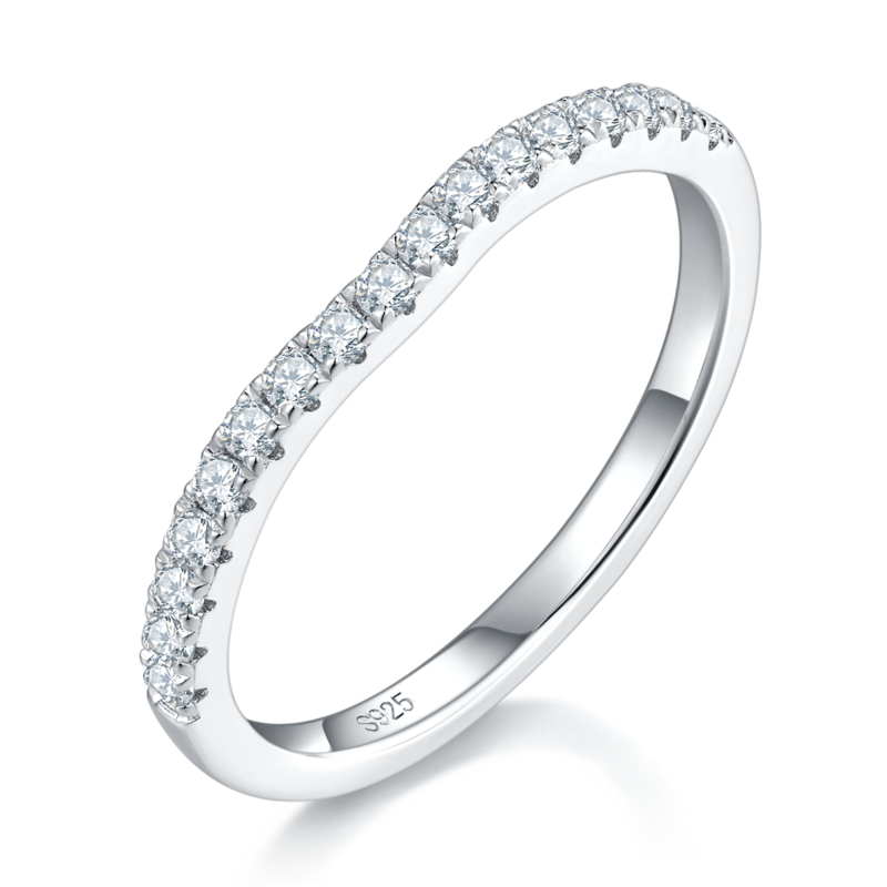 Four Claw Women's Ring S925 Silver Plated Platinum Primary and Secondary Set Ring Stacked Women's Ring Customized Main Stone Moissanite Diamond 1.0ct/Secondary Stone High Carbon Diamond