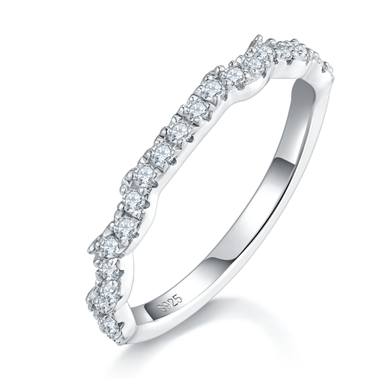 Interlocking Square Bag Women's Ring S925 Silver Plated Platinum Primary and Secondary Set Rings Stacked Women's Ring Customized Main Stone Moissanite Diamond 1.0ct/Secondary Stone High Carbon Diamond