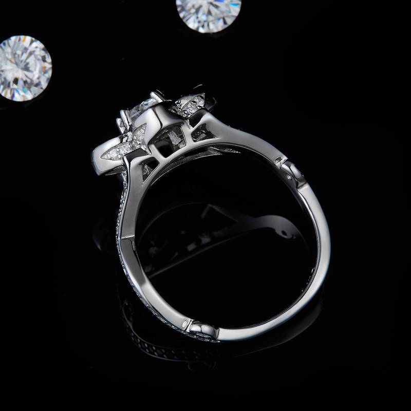Branch Leaf Flower Vine Women's Ring S925 Silver Plated Platinum Customized Selection Main Stone Moissanite Diamond 0.5ct/Secondary Stone High Carbon Diamond