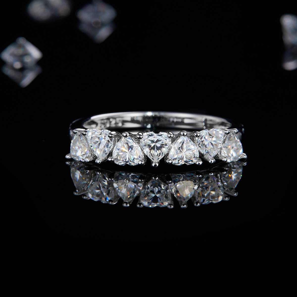 Heart shaped S925 silver plated white gold women's ring custom selection, accessory stone Moissanite diamond 1.4ct