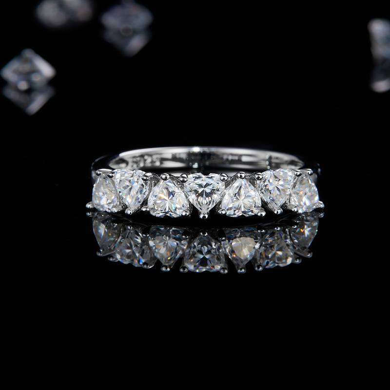 Heart shaped S925 silver plated white gold women's ring custom selection, accessory stone Moissanite diamond 1.4ct
