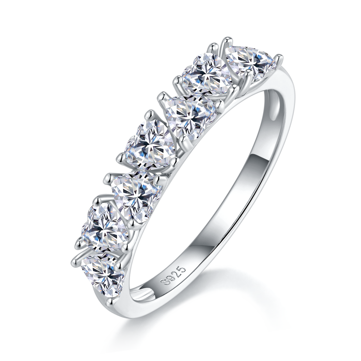Heart shaped S925 silver plated white gold women's ring custom selection, accessory stone Moissanite diamond 1.4ct