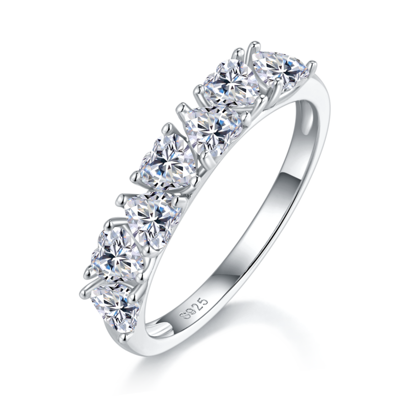 Heart shaped S925 silver plated white gold women's ring custom selection, accessory stone Moissanite diamond 1.4ct