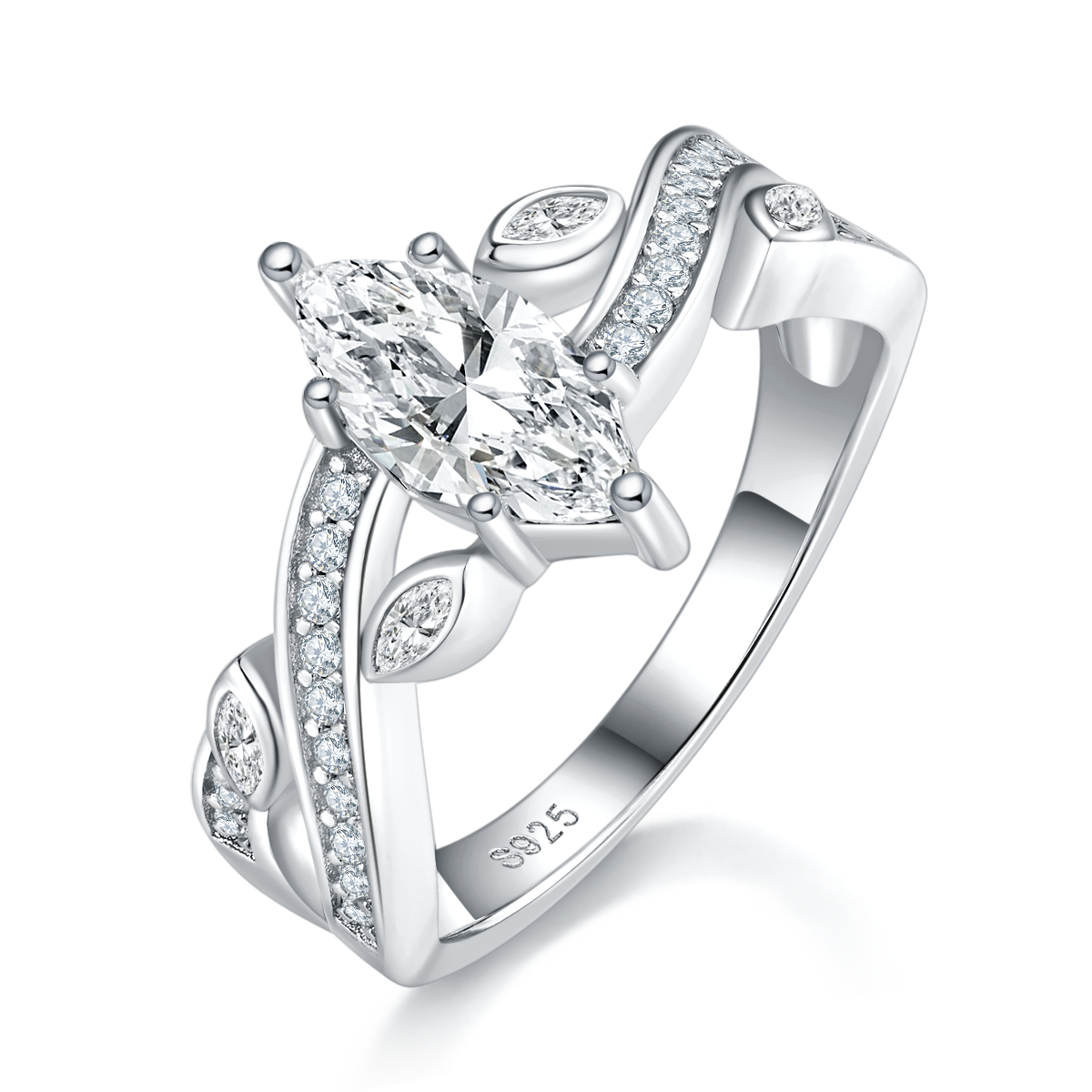 单头女戒马眼皇冠女戒S925银镀白金定制选款主石莫桑钻1.0ct/副石高碳钻